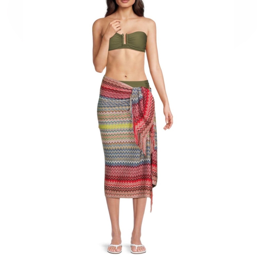 Missoni Multicolor Chevron Knit Pareo Sarong Wrap Skirt Beach Dress $840 NWT!